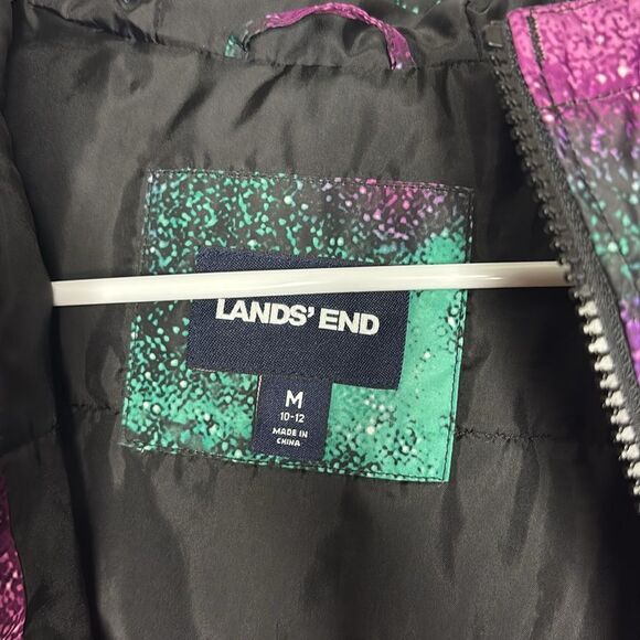 Lands End Insulated Purple Green Sky Space Scene Hooded Jackets Size M (10-12) - Picture 7 of 11